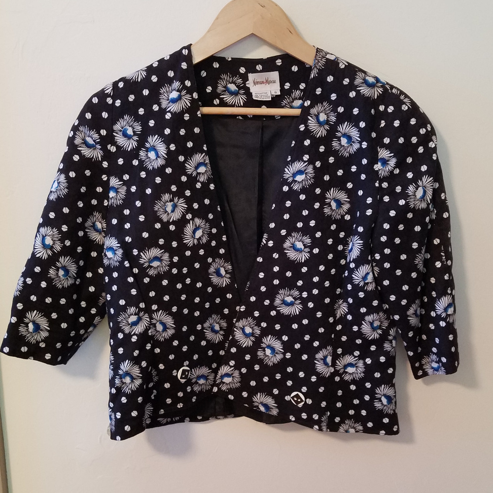 Vintage Neiman Marcus Crop‎ Blazer Jacket Floral Size 8